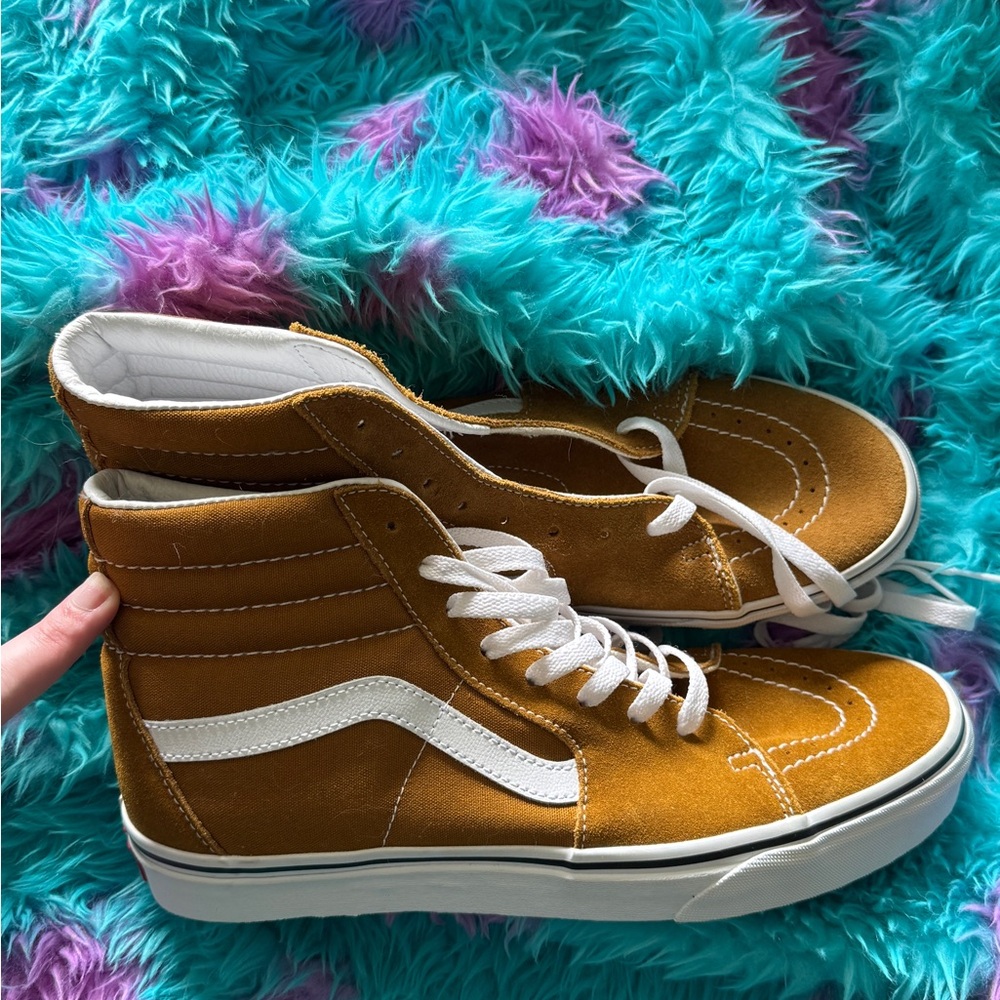 Vans High-Top Sneakers in Mustard and White Womens 11